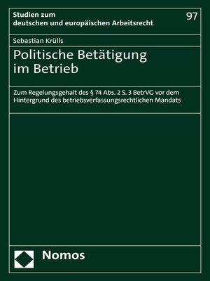 cover image of Politische Betätigung im Betrieb